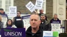 UNISON Carmarthenshire county branch secretary Mark Evans pictured front