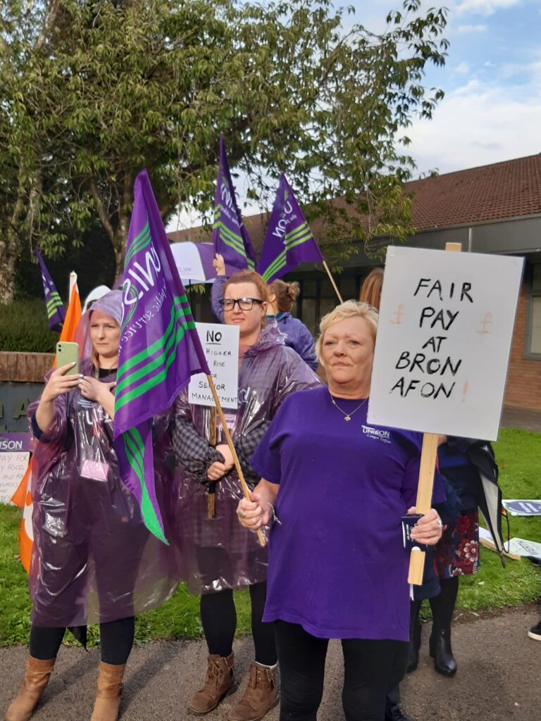 Protest over pay at Bron Afon Community Housing in Cwmbran 280923