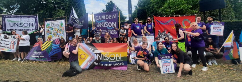 UNISON members at Trans Pride, London, 2024.